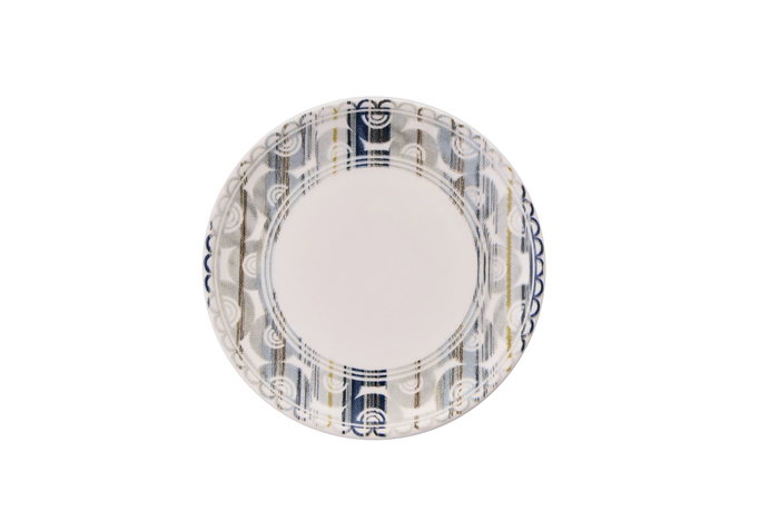 Hermia Juego de Platos para Postre Grey Lines, 6 Piezas, Gris y Blanco